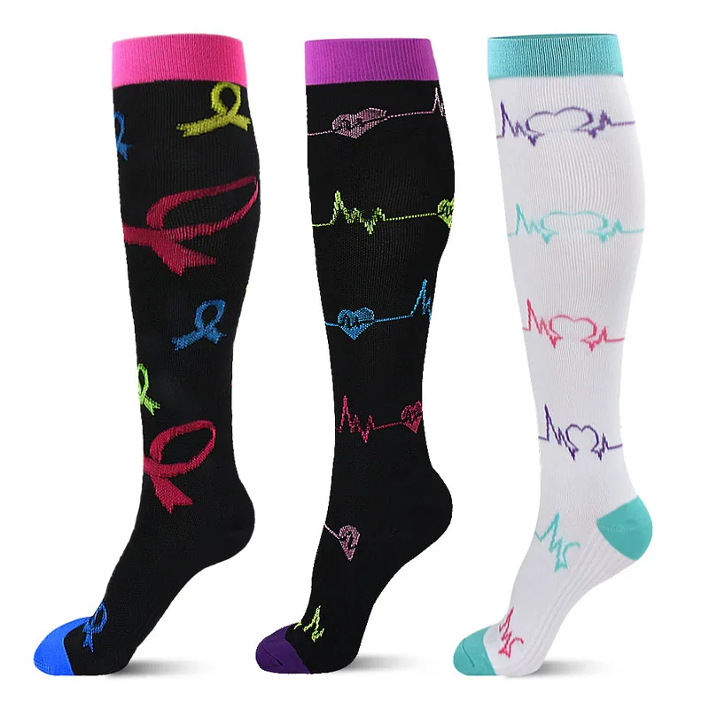 Компрессионные носки(3 пары), 20-30 мм рт. Ст. Лучшие Градуированные спортивные и медицинские для мужчин и женщин, бега, полета, путешествий чулок - Цвет: 3pairs