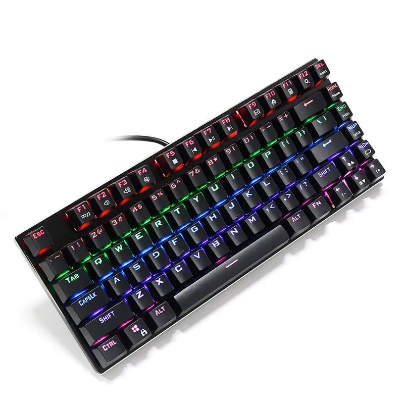 

81 Keys Mini Gamer Mechanical Keyboard Backlight Blue Switches Anti-Ghosting Computer Game Keyboard RGB LED Backlit Keyboard