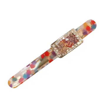 

Korean Vintage Long Strip Leopard Acetate Hair Clip Ladies Faux Crystal Glitter Bowknot Hairpins Side Bangs Decorative Barrettes