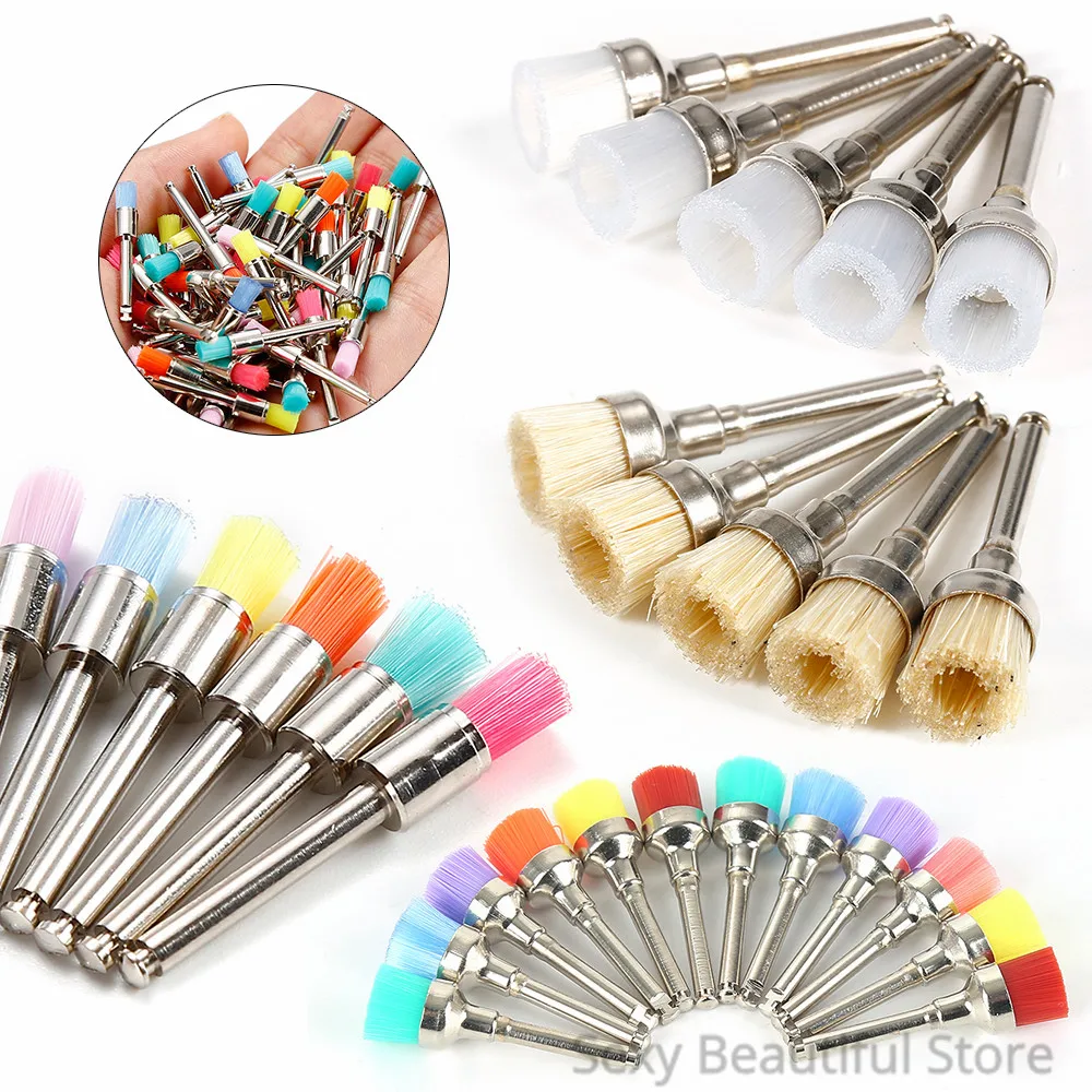 Y&W&F 100Pcs/Box Dental Polishing Brush Colorful Nylon Latch Polisher