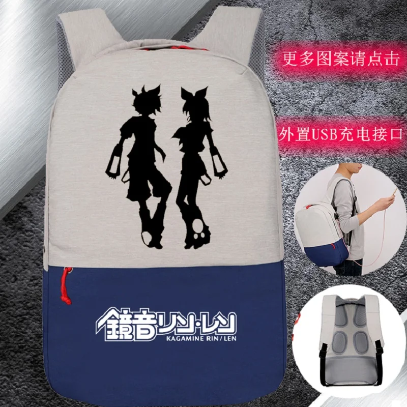 

New designed High Q anime Hatsune miku printing backpacks unisex waterproof USB charge backpack for student