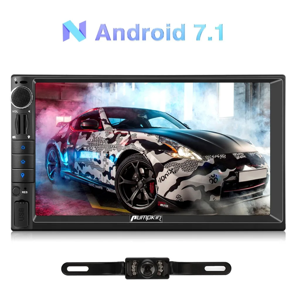 

Pumpkin 2 Din 7''Android 7.1 Universal Car Radio No DVD Player GPS Navigation Quad-Core Car Stereo Headunit Support DAB DVR OBD2
