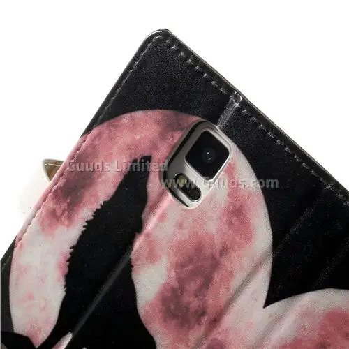 Moon Wolf Leather Flip Cover for Samsung Galaxy Note 4 N910