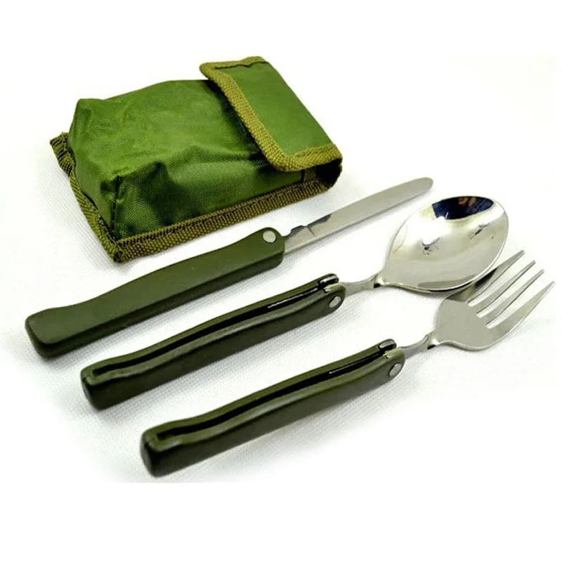 Mini juego de vajilla portátil para exteriores juego de cubiertos plegables con cuchillos de tenedor cuchara para Camping Picnic vajilla de acero inoxidable Mini juego de vajilla portátil para exteriores juego de cubiertos plegables con cuchillos de tenedor cuchara para Camping Picnic vajilla de acero inoxidable