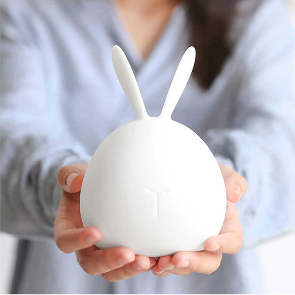 

Cute Baby Kids Children Night Light Soft Silicone Warm Silicone LED Night Lights Tap Control Lamp Rechargeable Bunny Sensor Touc