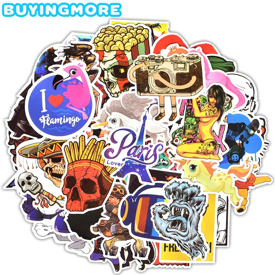 

50 PCS Mixed Funny Stickers JDM Rock Anime Graffiti Waterproof Sticker to DIY Car Motorcycle Bicycle Guitar Skateboard Laptop