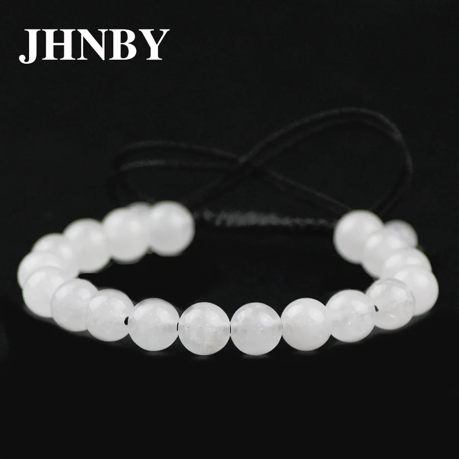 JHNBY натуральный белый мраморный мужской браслет 6/8/10/12 мм каменные бусы