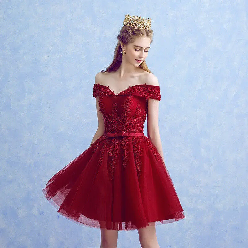 

209 new Short Applique Off Shoulder Cocktail Dresses A-ling Party Dress custom made