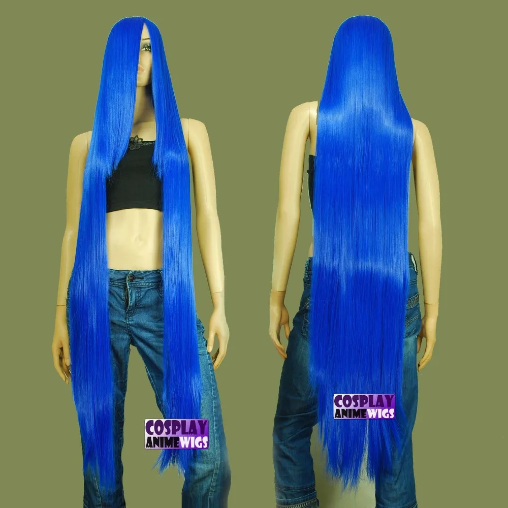 Ван Горячая жаропрочных Партия волос&gt&gt&gt&gt 130 см Темно-Синий Hi_Temp Серии 55