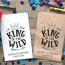 Пользовательские King of the дикий ребенок день рождения Конфеты стол лечить подарок бар лепесток Бросить Сумки Baby Shower Bakery Cookie пользу пакеты