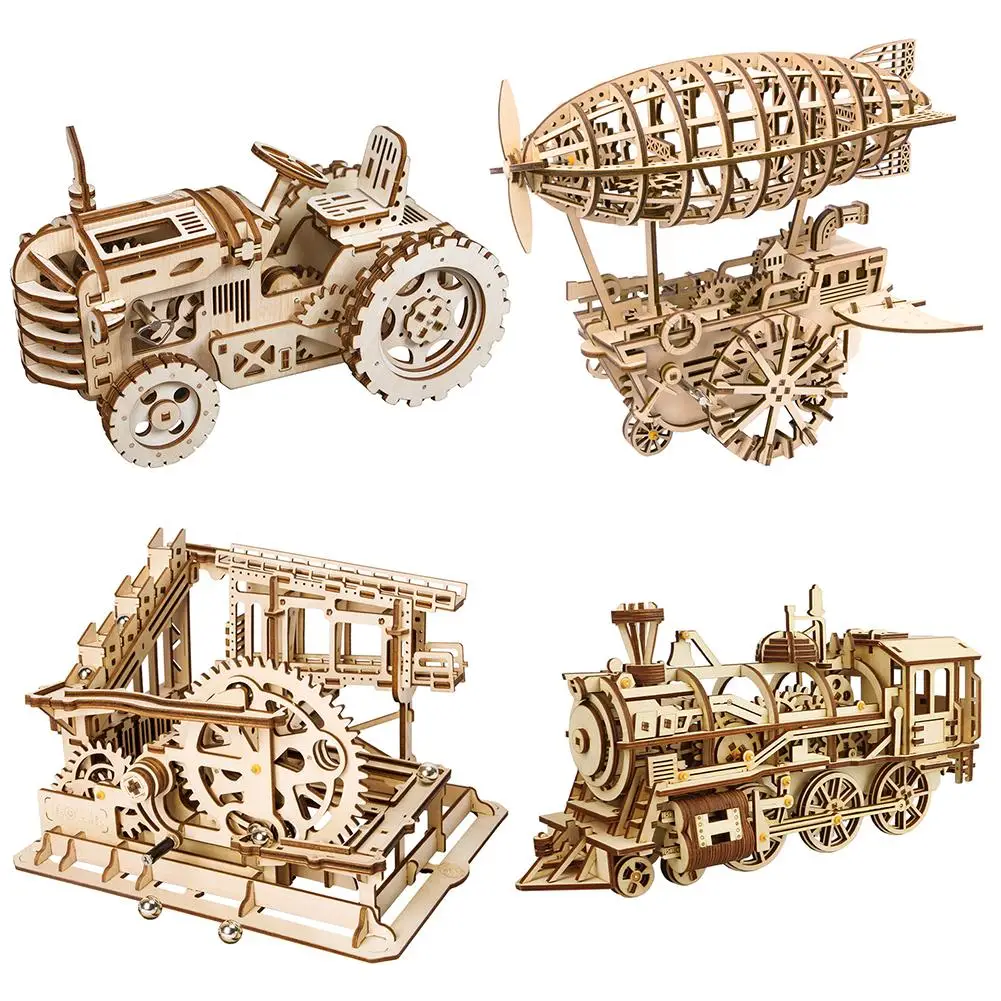

DIY Gear Drive Wooden Assembly Puzzle Mechanical Model Kit Children Adult Gift Educational Toy Building Blocks