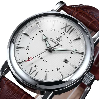 

Man Watch MG. ORKINA Leather Belt Date Display MIYOTA 2015 Movement Luminous Pins Relojes Hombre 2016