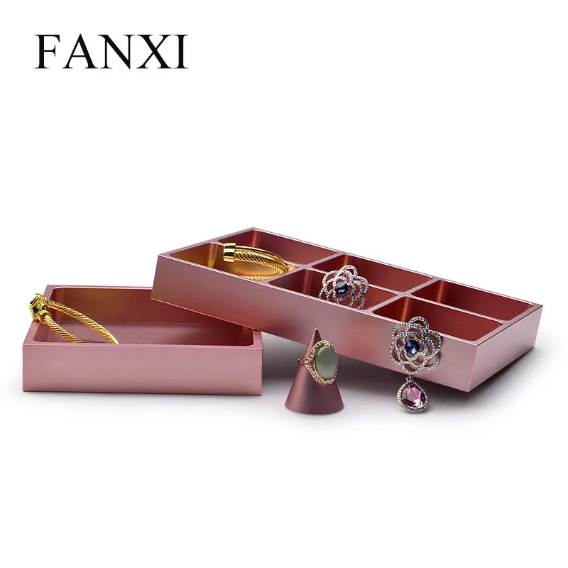 

FANXI New Metal Shelf Rose Gold Earring Display Stand Pendant Holder Rack Jewelry Display Stand Showcase Jewelry Organizer