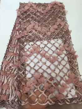 

Elegant Bride Wedding Party Dresses 3D Flower Lace With Luxury Beads Embroidered Mesh Lace French Tulle Lace High Quality