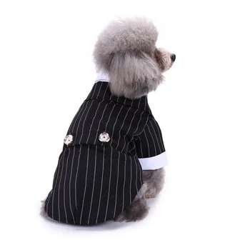 

Pet Dog Fishion Stripe Swallow-tailed Coat Pet Dog Puppy Shirt Tuxedo Wedding Costume Apparel Outfit Cloth DC702