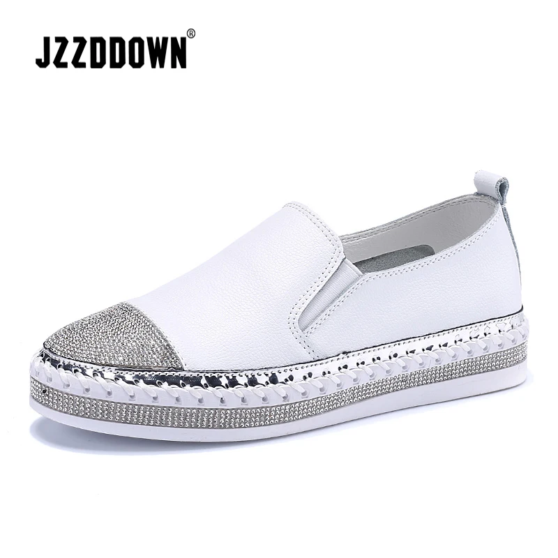 

JZZDDOWN White Women Sneakers Breathable Soft Ladies Leather Shoes Spring Casual Slip on Women Shoes Causal Shoes Slipony Women