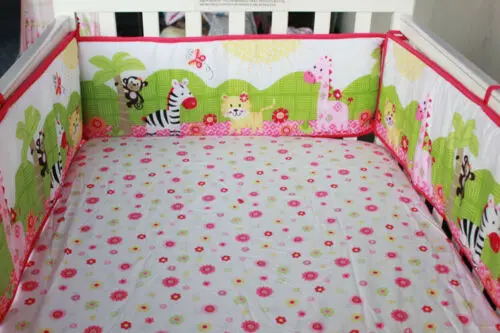 9 шт., Комплект постельного белья для маленьких девочек, животные, цветок, детское одеяло, бампер, простыня, юбка для детской кроватки