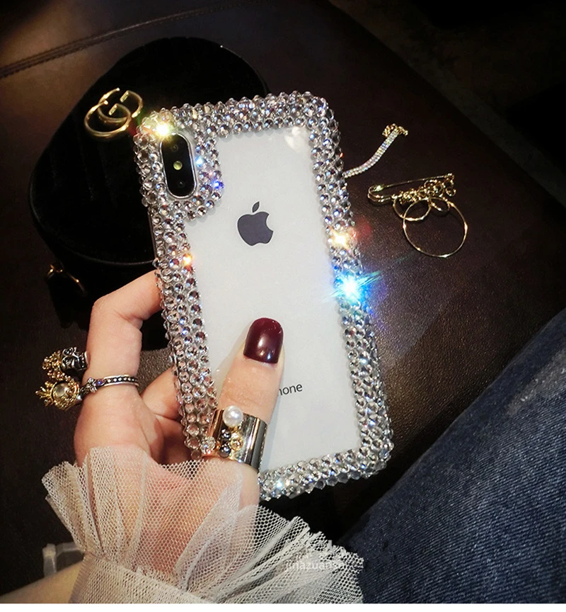 

QIKEFANG Mobile Phone Cases For iPhone 6 6S 7 8 Plus Fashion Bling Diamond Soft Shell TPU Case For iPhone X XS MAX XR Capa
