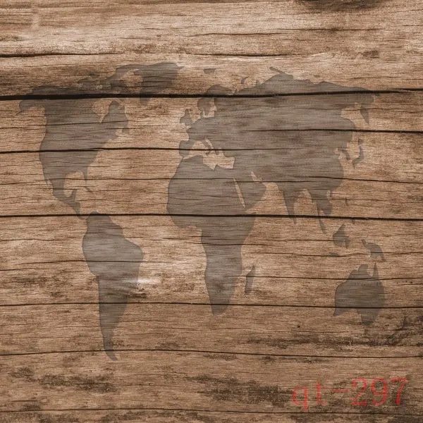 10x10FT Vintage Wood Planks World Map Timber Wall Custom