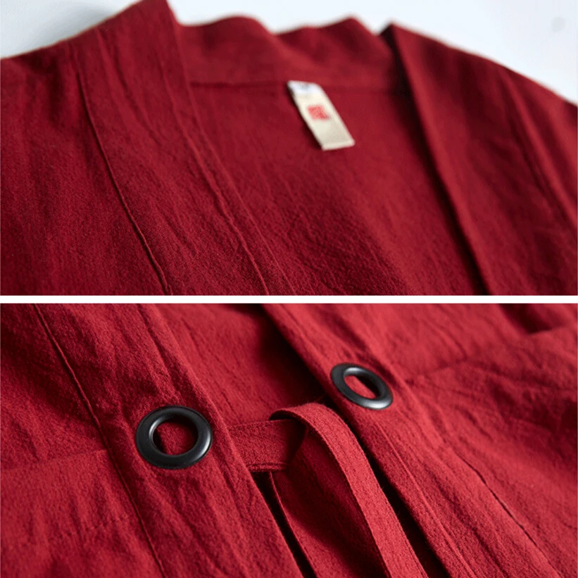 2018 Fashion New Chinese Style Shirts Men's Linen Solid Robes Tang Suit Coat Loose Wind Breeze Cardigan Kimono Spring Summer Fat