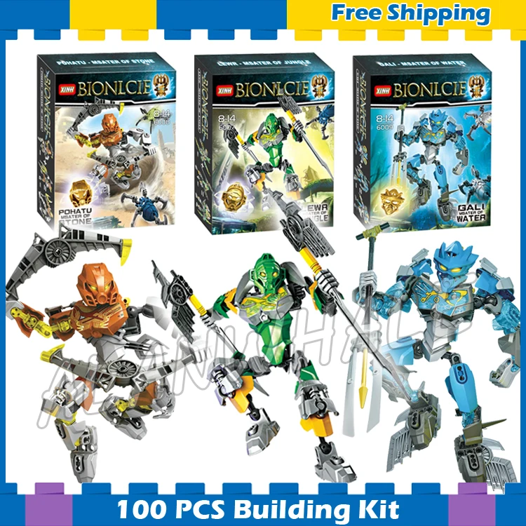 

3types Master of Jungle Stone Water Bionicle Hero Lewa Pohatu Gali Robots Model Sets Kit Blocks Toys Bricks Compatible With Lego