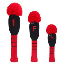 Чехол клюшки для гольфа Вязаный Гольф клуб протектор Набор из 3 водителя 460cc фэрвей Гибридный UT Чехлы Pom с номером бирка