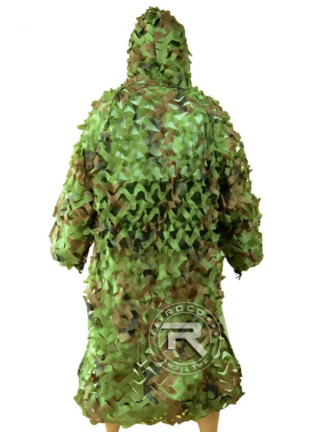 ROCOTACTICAL Тактический снайперский Ghillie костюм камуфляж охота 3D Армии США рейнджер Ghillie пончо для страйкбола Пейнтбол Лесной - Цвет: Woodland