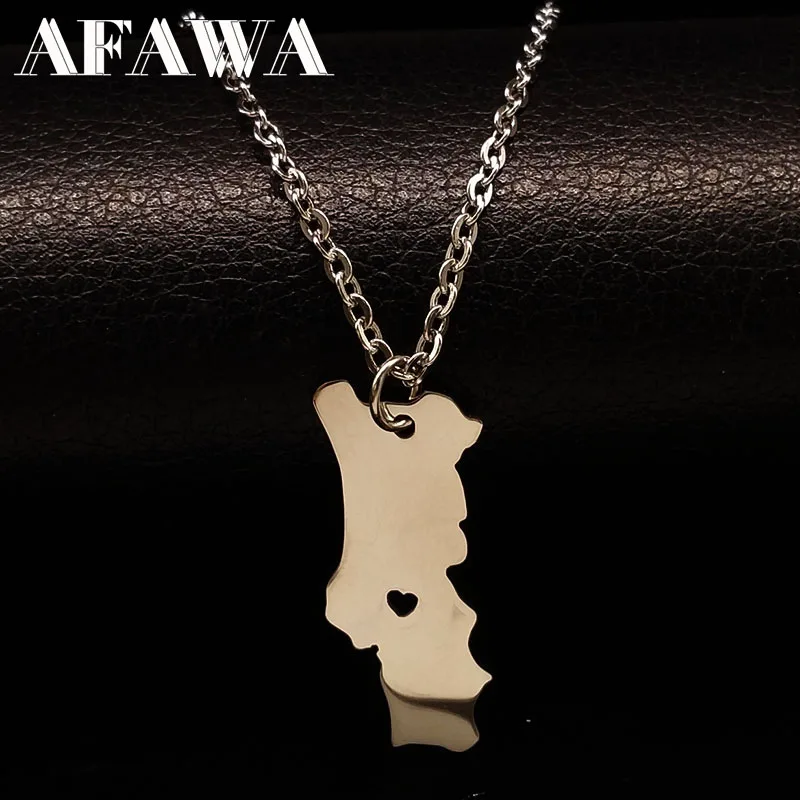 Portugal Map Statement Pendants Necklaces For Women Men Gift 2019