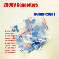 10valuesX20pcs = 200 pcs 2KV высоковольтный керамический конденсатор 2000 V Ассортимент Комплект 100PF ~ 4.7NF