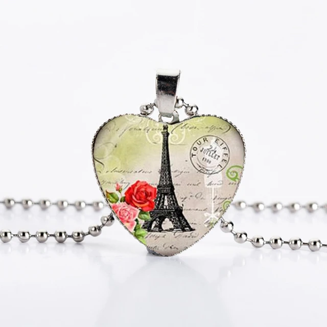Romantic Eiffel Tower Heart Shape Pendants Necklaces For Women Love Paris  Tower Necklace Jewelry Accessories - AliExpress