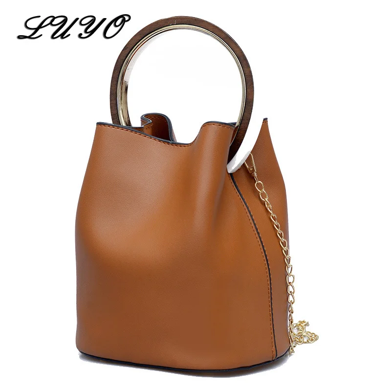 

2018 Solid Ring Bucket Pu Leather Small Luxury Handbags Women Bags Designer Shoulder Bag Female Summer Pochette Sac Femme Sling