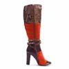 Women Sexy Snake Print High Heel Boots Crocodile Pattern Chunky Heel Round Toe Knee High Boots Ladies Winter Shoes Big Size 2022 ► Photo 2/6