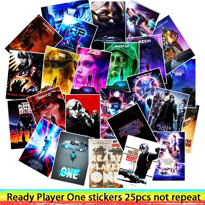 

25pcs Movie Ready Player One stickers For Luggage Laptop DIY Poster Decals Stickers waterproof skateboard toy