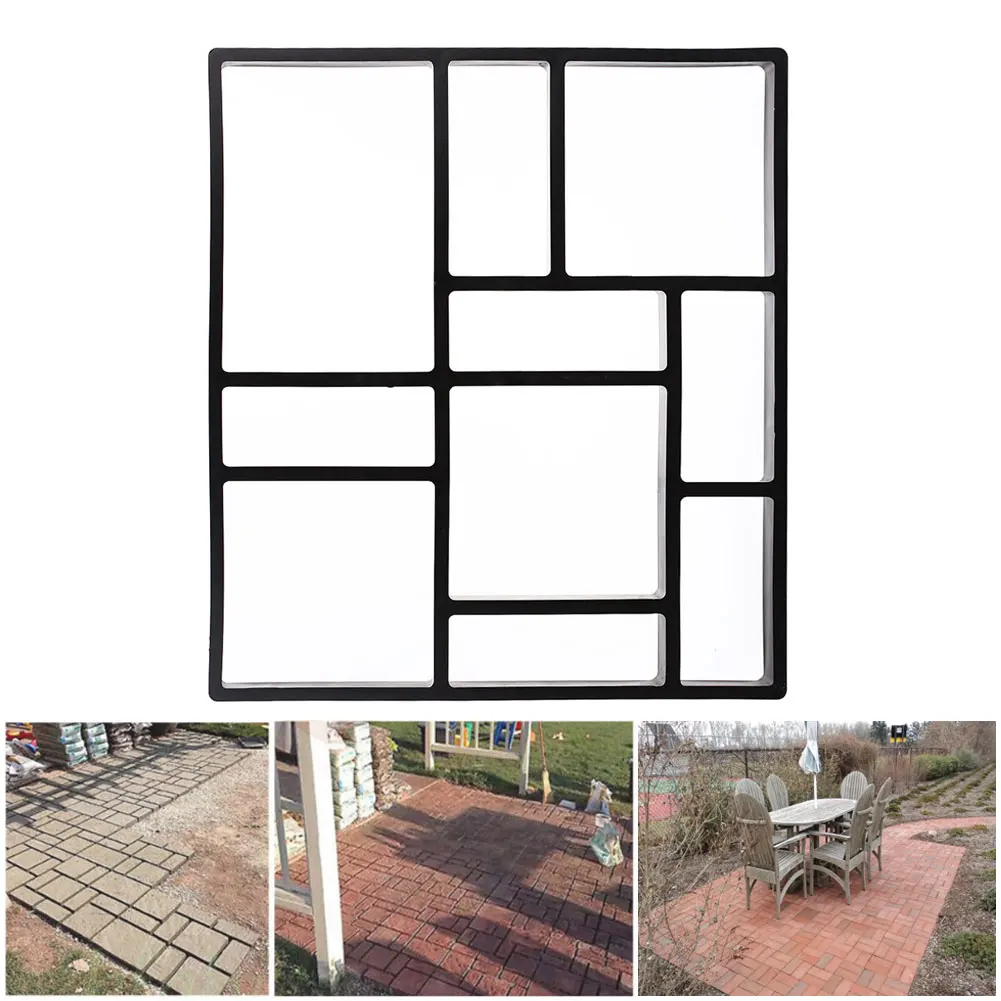 

Plastic Cement Brick Molds DIY Garden Ground Slate Pavement Mold Black Beautiful Decorate Stones Road Courtyard