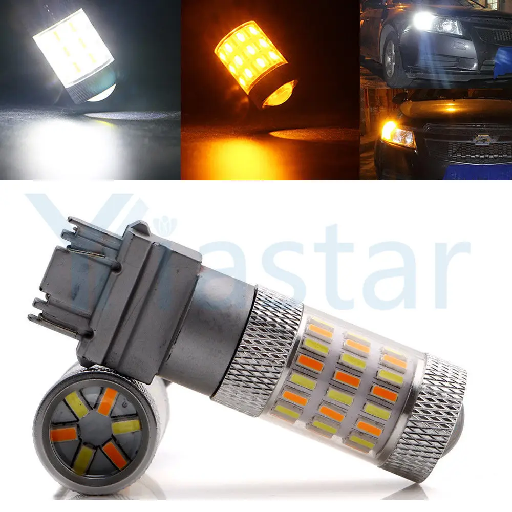 Yiastar 2 шт. 1157 3157 7443 60 SMD Янтарный/белый светодиодов 12 В 4014 лм 3 6 Вт поворотный сигнал