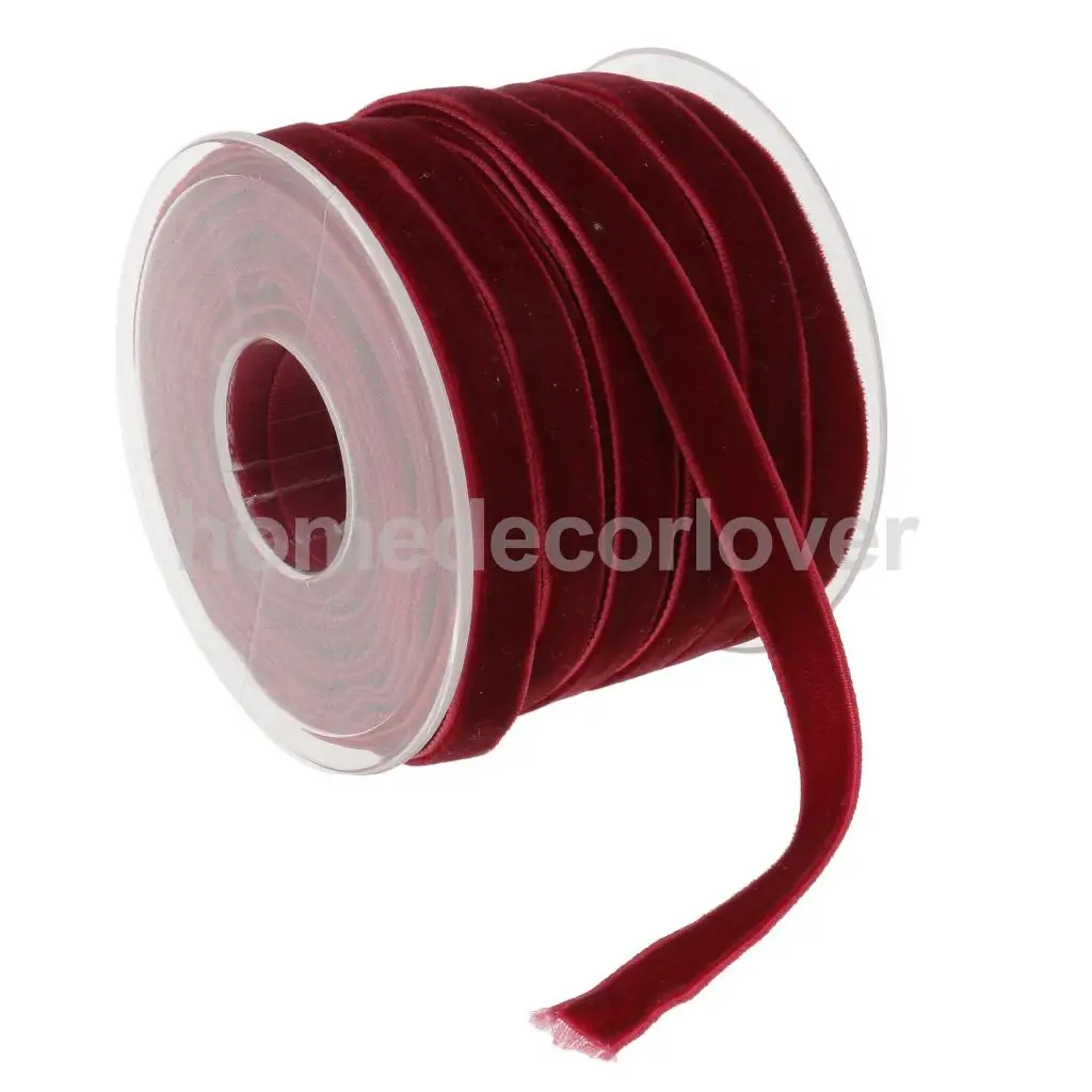 2*20 Yard Velvet Ribbon Roll For Diy Handicraft Decoratio or Holiday Gift Package Wrapping Wine Red & Green