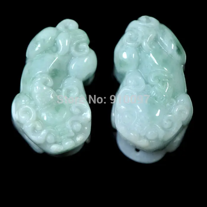 

free shipping HH##100% Natural Grade A Jade Jadeite Dragon Pi Xiu PendantsX2 Necklace