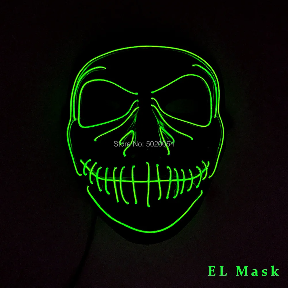 GZYUCHAO EL тушь для ресниц Cospaly EL проволочная маска сверкающие с подсветкой демоническая маска Хэллоуин декоративная маска для страшной темы Вечерние - Цвет: Design-B Lemon Green