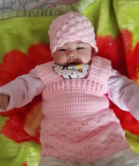 Baby Crochet Girl and Boy Newborn Beanie Bonnet Hat Blanket 5 PC Outfit Set New 