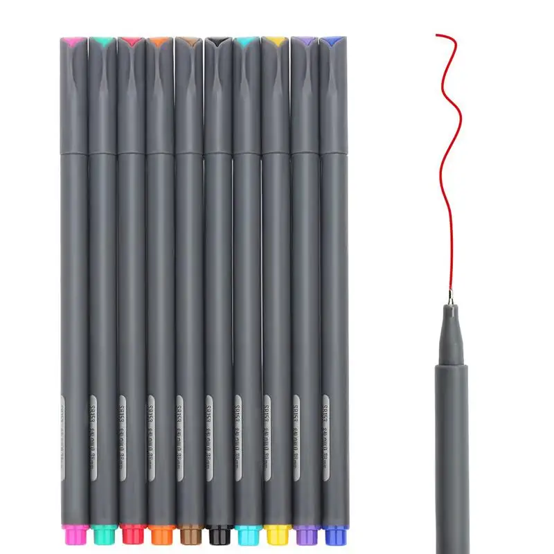10pcs Fineliner Color Pen Set 0.38mm Fine Line Drawing Pen Porous Fine