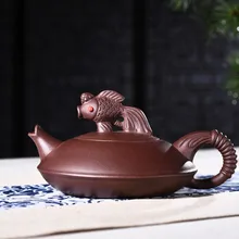 360 мл фиолетовая глина yixing чайник подлинное сырье ручной работы металлический пурпурный грязь рыба прыжки чайник кунг-фу чайник