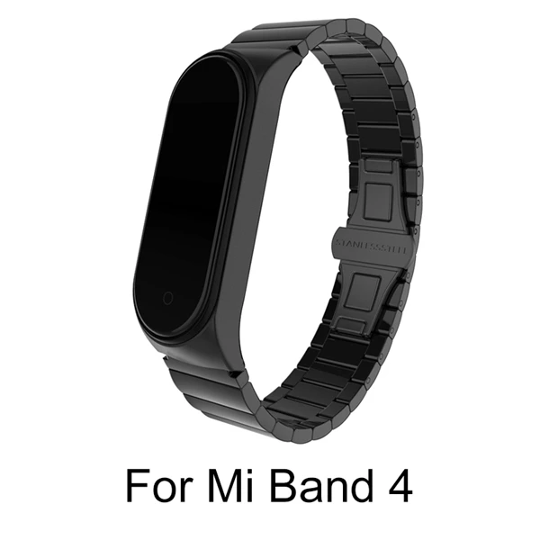 Металлический ремешок из нержавеющей стали для mi band 4, аксессуары для браслетов для Xiaomi mi Band 3, ремешок на запястье mi band 4, металлические ремешки на запястье - Цвет: Mi 4 Metal Black