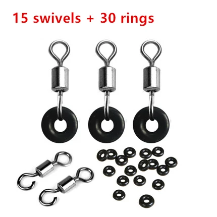 

15+30 Hard Brass Alloy Opening Swivel Pin Solid Connector Rings O Shaped Ring Tippet Connect Rubber Ring