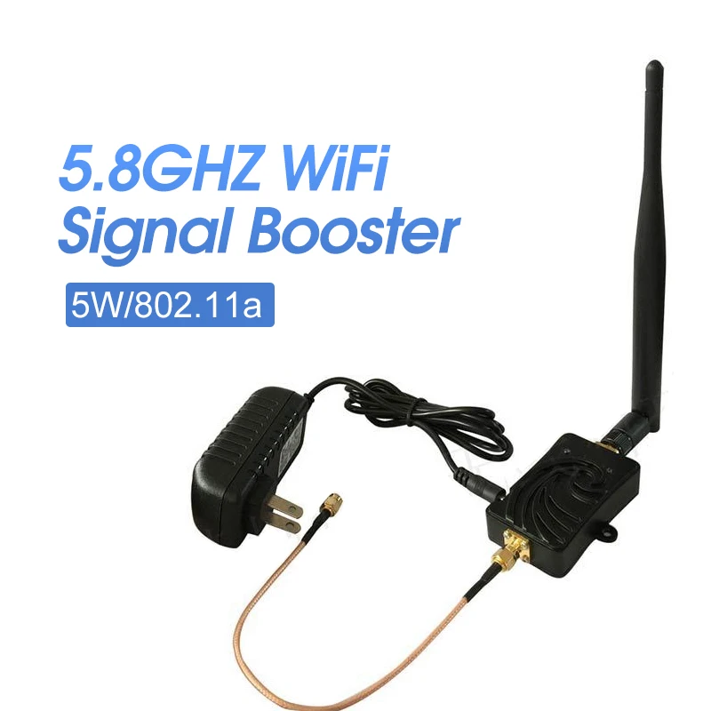 5W 5000mW 802.11b/g/n Wifi Wireless Amplifier Router 5.8 Ghz Signal Booster with 5dbi wifi Antenna for wifi network router new 2pcs 5w 5 8ghz wifi wireless broadband amplifier plug and play 802 11b g n high power range signal booster for wifi router