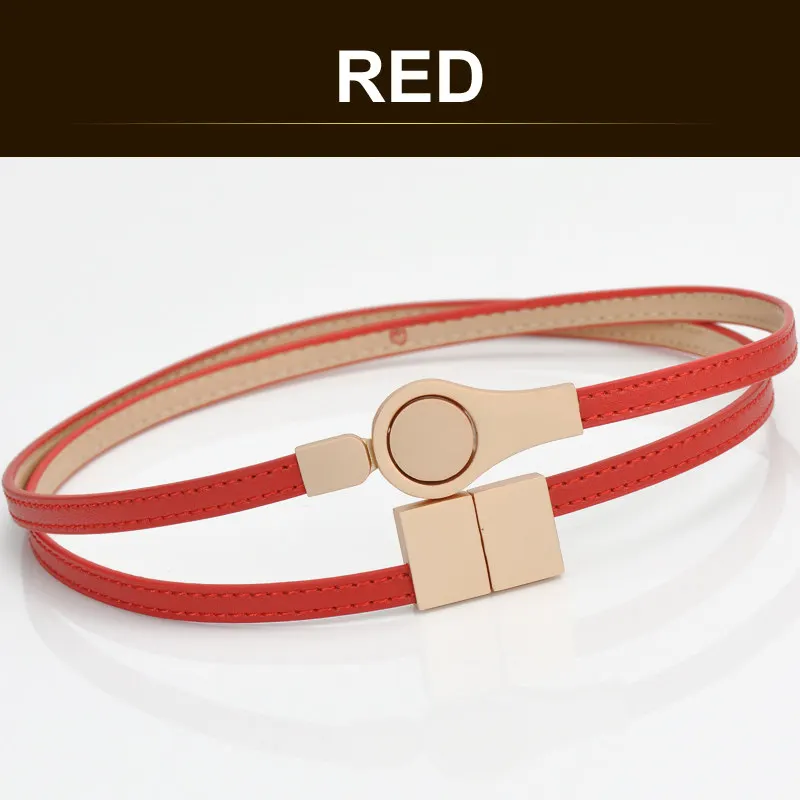 RED Новые женские модные ремни из натуральной кожи элегантные эластичные поясные Роскошные джинсовые платья женские высококачественные ремни - Цвет: RED