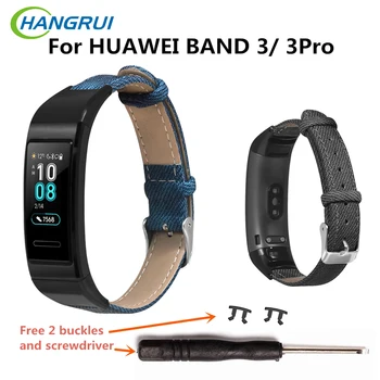 

Denim Retro Watch Strap for Huawei Band 3 Pro with 2 buckles 1 screwdriver gift For band3 3Pro bands Luxury Smart Watch Straps