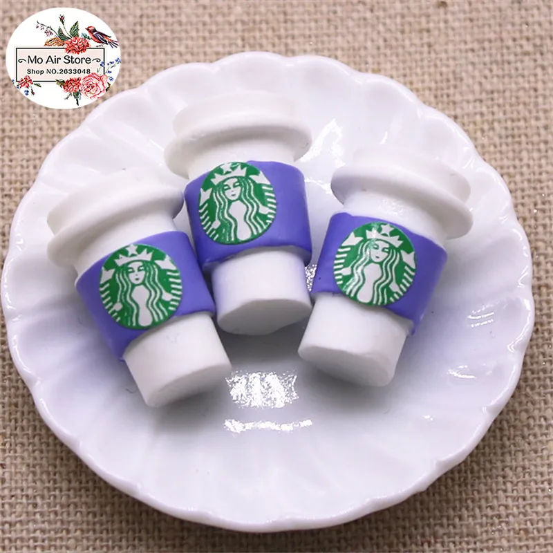 10 шт. 3D милый круглый кофе Frappuccino чашка Кабошон из смолы с плоской задней стороной имитация питания художественные поставки украшения Шарм Ремесло