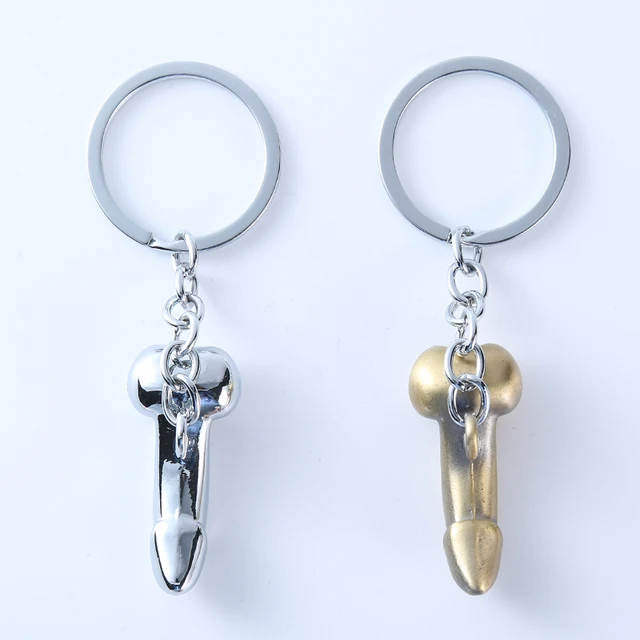 Male Penis Pendant Key Chains For Men Women Silver Color