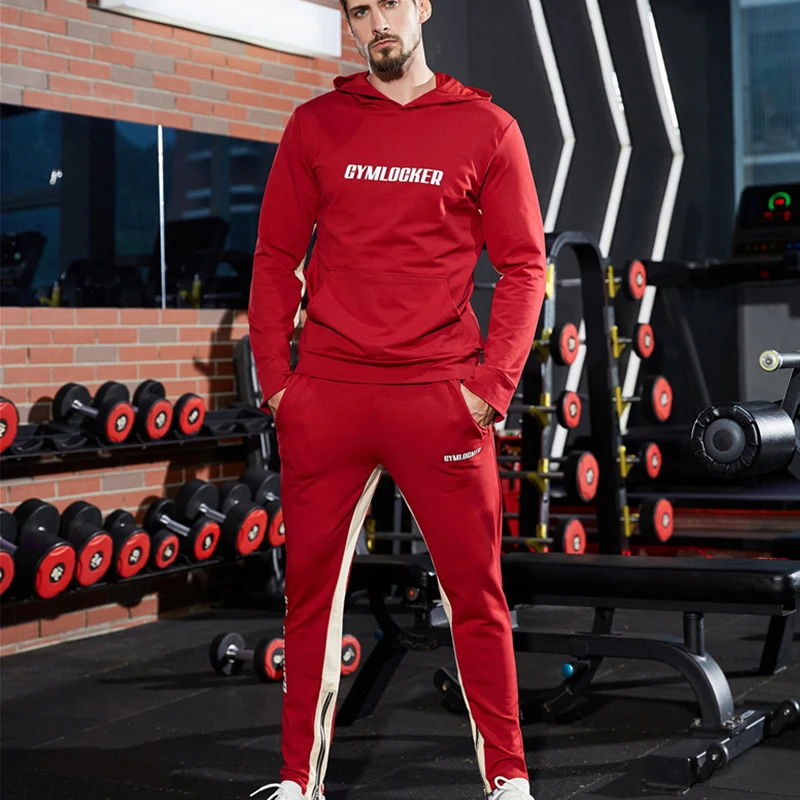 Men's athletic suit  fitness with trousers new gyms suit men's fall two-piece suit casual athletic suit sportswear sweatshirt