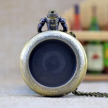 

Affixed Photo Quartz Pocket Watch Analog Pendant Necklace Men Women Gift